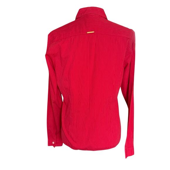 Vtg Polo Jeans Co Ralph Lauren Pinstripe Button Up Shirt Red Women's L Preppy - Picture 5 of 13